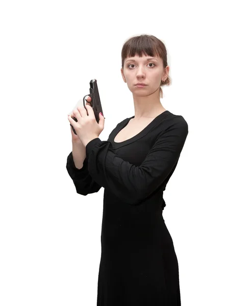 A girl and a gun — Stock Photo, Image