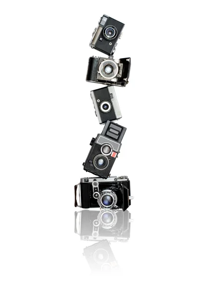 Pyramid of old cameras — Stock Photo, Image