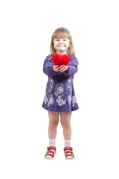 Young girl with heart — Stock Photo, Image