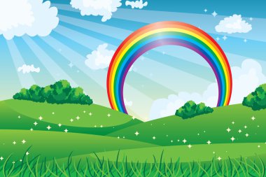 Rainbow. Landscape. clipart