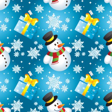 Snowman with gift clipart