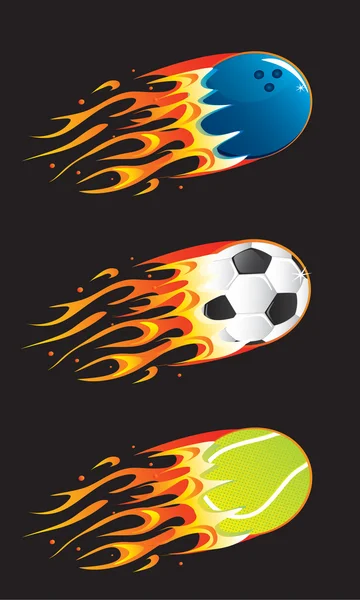 Спортивные мячи в огне 03 — стоковый вектор