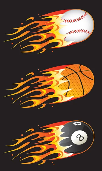 Αθλητισμός μπάλες σε πυρκαγιά 01 — Διανυσματικό Αρχείο