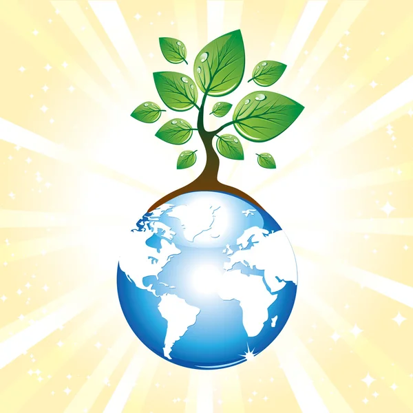 Árbol en la Tierra — Vector de stock
