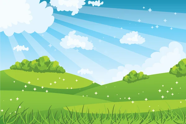 Mavi Gökyüzü ve yeşil çimenler — Stok Vektör
