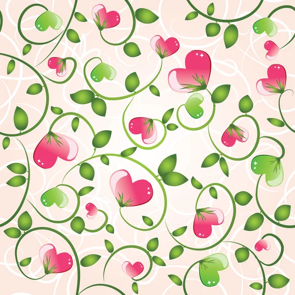 抽象的な花の心を持つエレガントなシームレス パターン — ストックベクタ