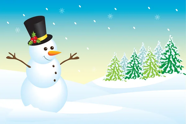 Leuke illustratie van een sneeuwpop — Stockvector