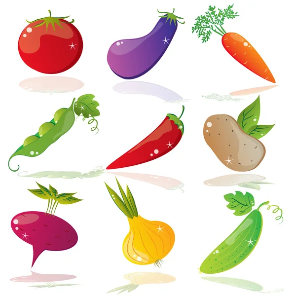 Glossy vegetable set — Stock Vector