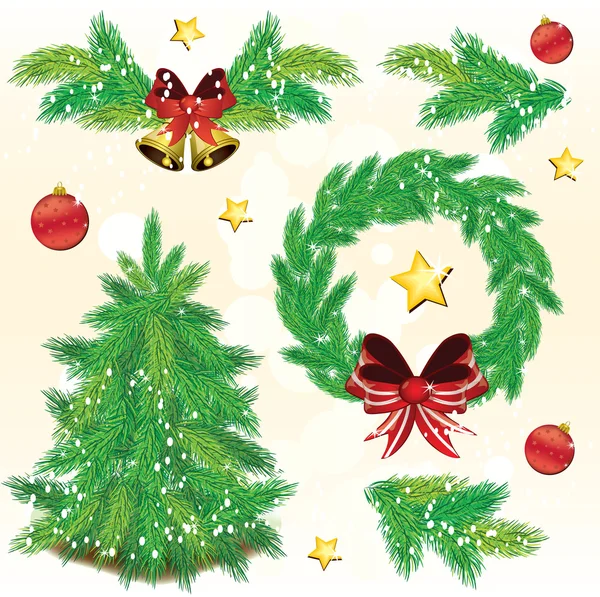 Çam ağacı Noel tasarım öğeleri — Stok Vektör