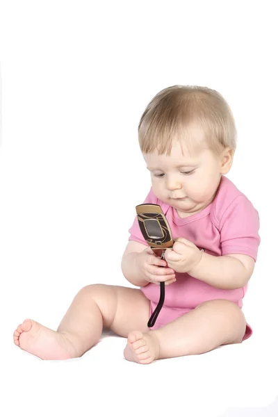 Barn med mobil telefon — Stockfoto