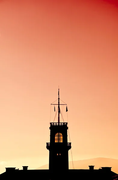 Een Silhouet Schot Takn Van Gibraltar Dockyard Toren — Stockfoto