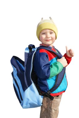 A boy with a backpack, insulated clipart