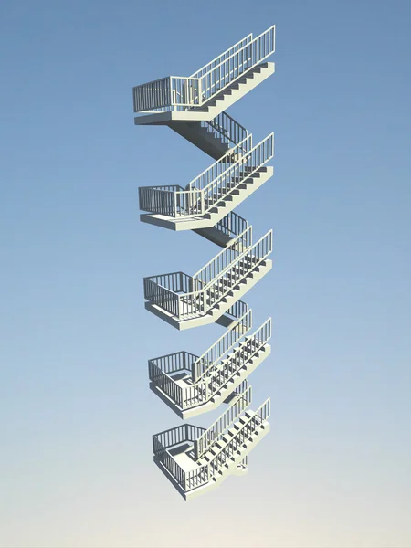 Полет Лестницы Ведущей Вверх Вниз Доме Котором Спускаются Поднимаются Стоковая Картинка