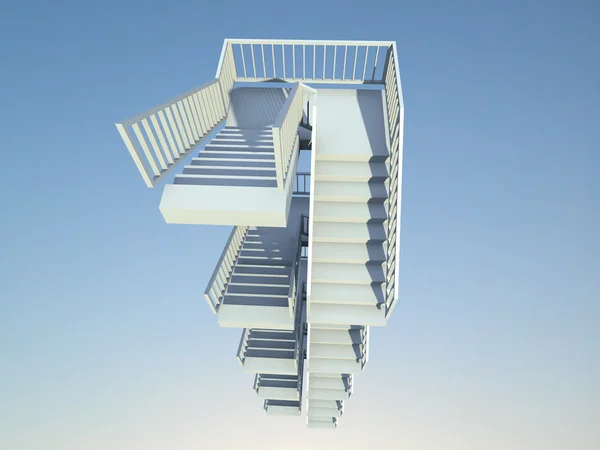 Полет Лестницы Ведущей Вверх Вниз Доме Котором Спускаются Поднимаются Стоковое Фото