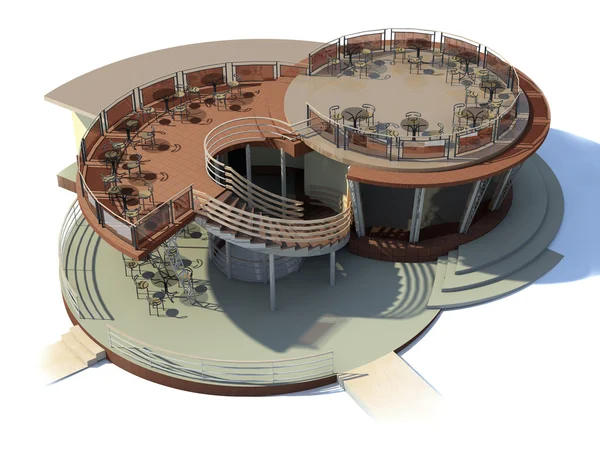 Yaz Kafesinin Mekansal Modeli Bilgisayar Grafikleri Telifsiz Stok Imajlar