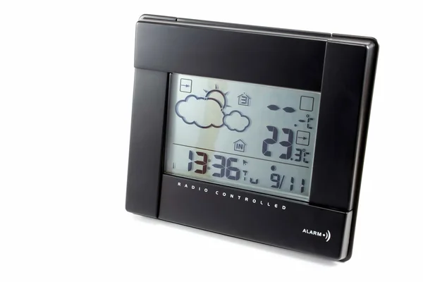 Relógio eletrônico com estação meteorológica — Fotografia de Stock