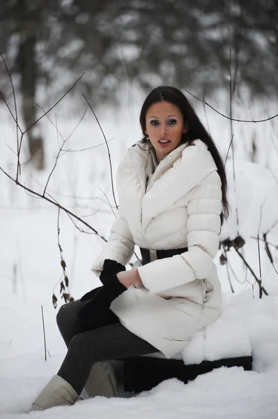Žena v zimním parku — Stock fotografie