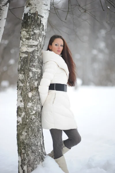 Kış parkındaki kadın — Stok fotoğraf