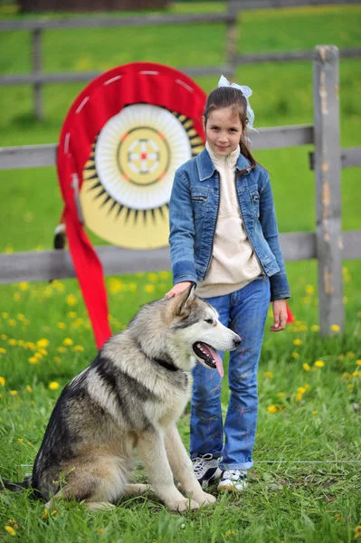 stock image Girl with dog