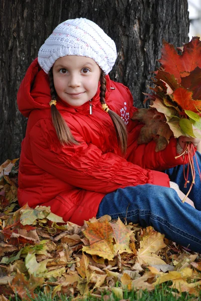 Menina em um parque de outono — Fotografia de Stock