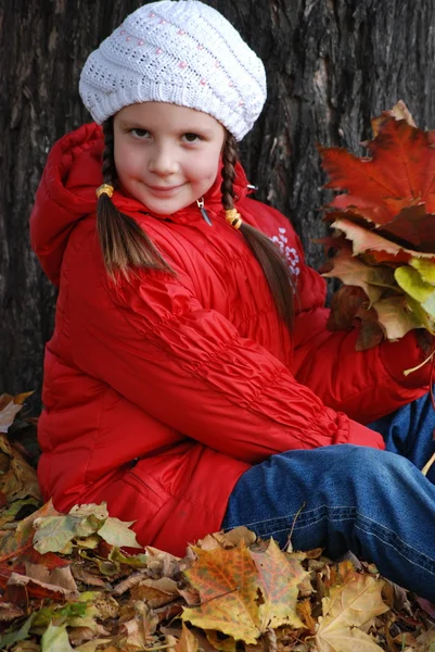 Malá holčička v podzimním parku — Stock fotografie
