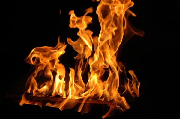 Het vuur op een donkere achtergrond — Stockfoto