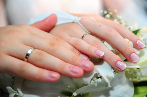 Hands of the newlyweds — Stock Photo, Image
