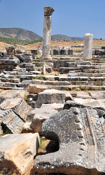 Görög Római Hierapolisz Ősi Városától Taurus Hegység Pamukkale Törökország — Stock Fotó