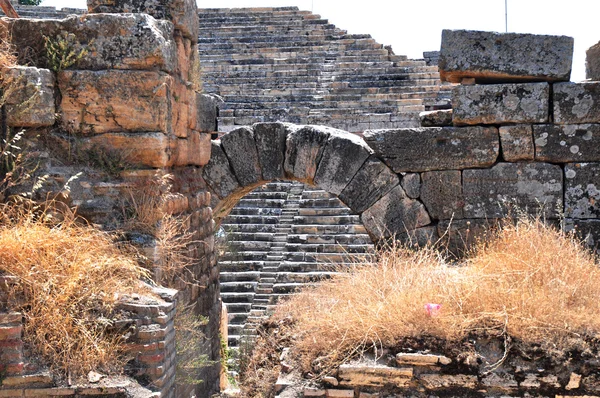 stock image Ruins of ancient Greek style Theatre in Hierapolis, Turkey