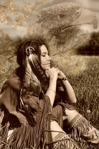 美国印第安女孩 — 图库照片