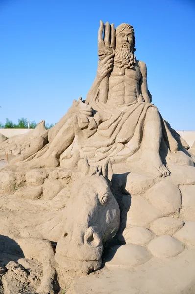 Sandskulptur Des Poseidon — Stockfoto
