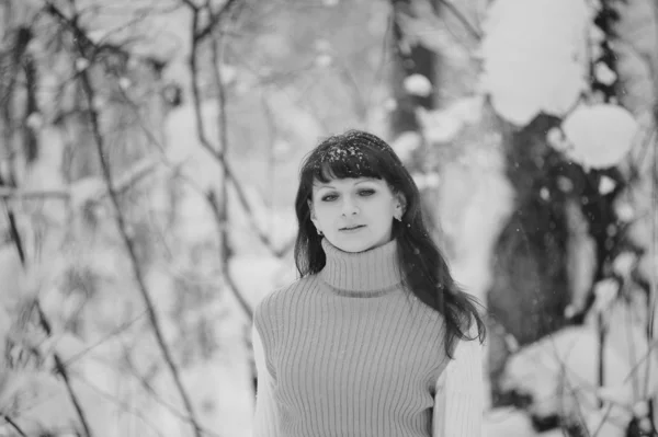 Jonge Vrouw Een Ochtend Joggen Winter Park — Stockfoto