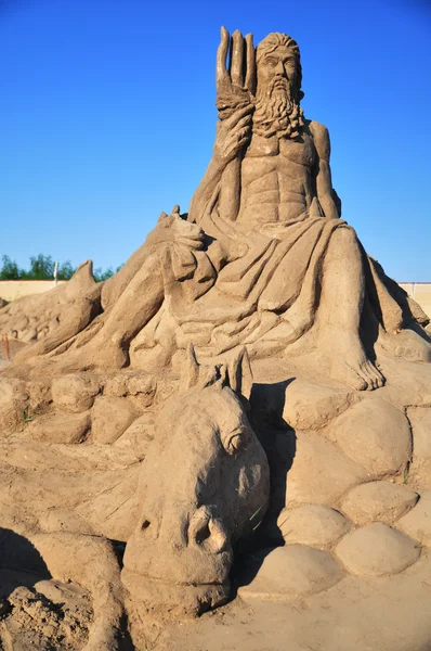 Sand sculpture of Poseidon — Stock Photo, Image