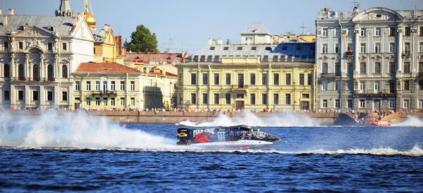 Powerboat Racing Races Boats Water Area Neva Petersburg Russia — Stock Photo, Image