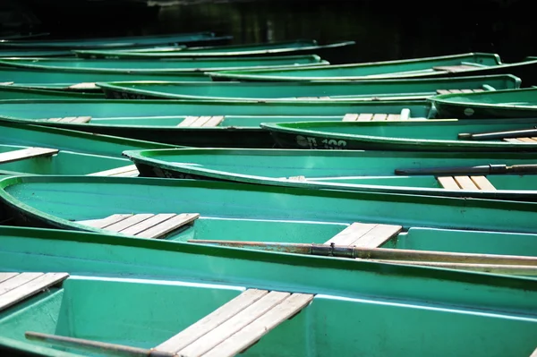 Ett Stort Antal Träbåtar Grön — Stockfoto