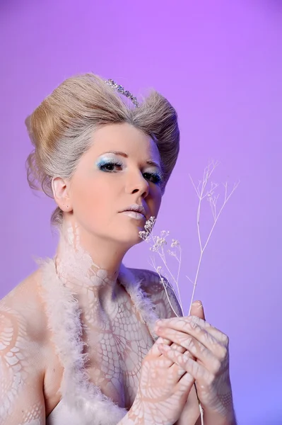 Invierno Beauty High Key Moda Art Creative Maquillaje —  Fotos de Stock