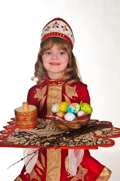 Bambina con uova di Pasqua — Foto Stock