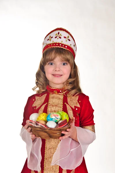 Little Girl with Easter eggs — Stock Photo, Image