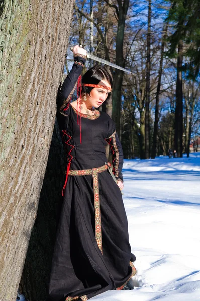 Chica en un vestido medieval — Foto de Stock