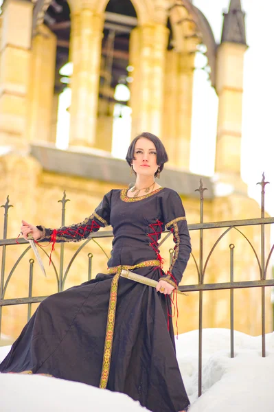 中世のドレスの女の子 — ストック写真