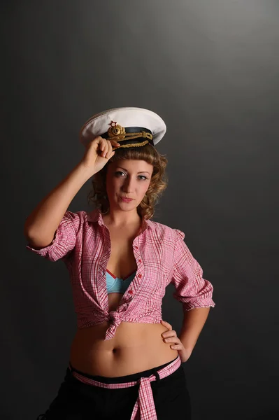 Closeup portret van vrouw in sailor GLB — Stockfoto