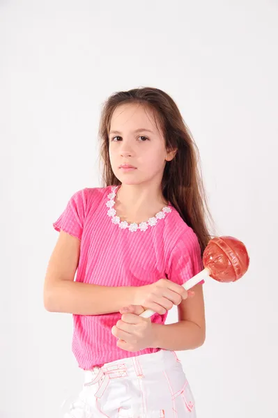 Beautiful girl with big lollipop — Stock Photo, Image