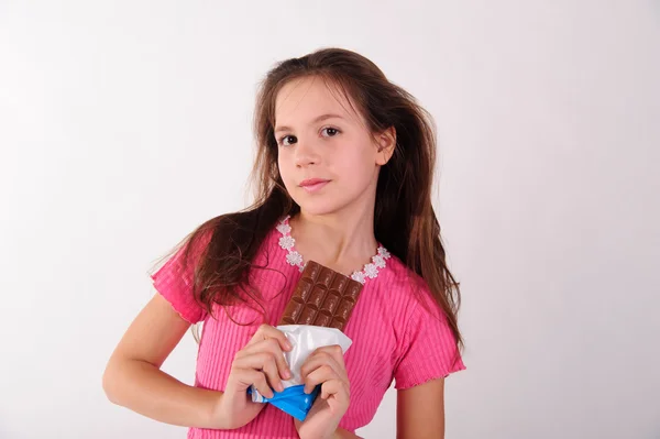 Girl with chocolate — Stock Photo, Image