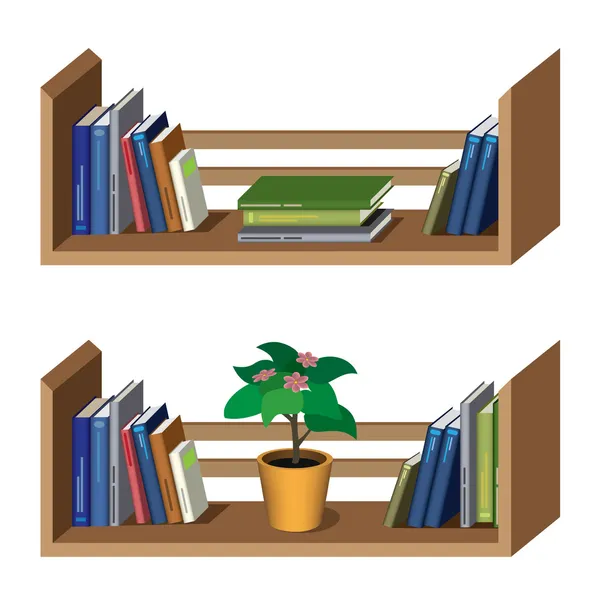 Regal mit Büchern — Stockvektor