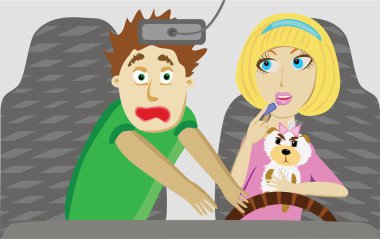 Blonde in car clipart