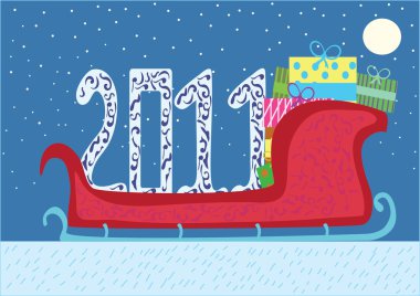 karikatür çizimi ile Noel kızak sunar