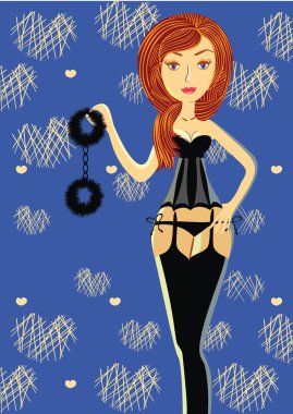 Cartoon woman with handcuff clipart