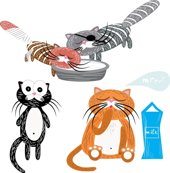 Vektor-Set von Cartoon-Katzen — Stockvektor