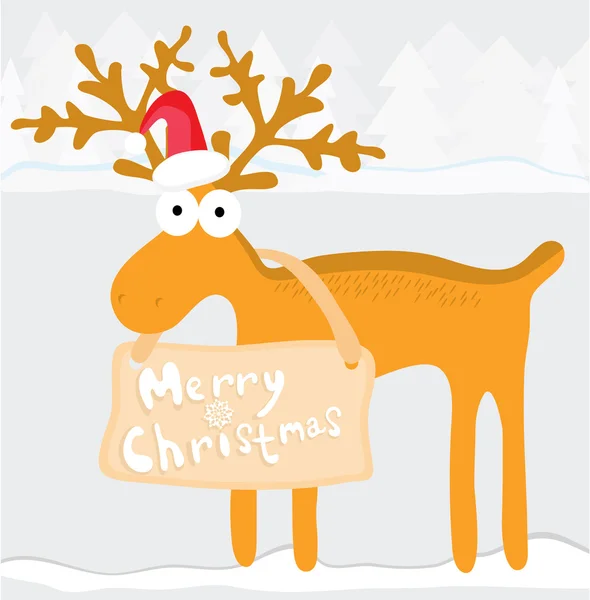 Karikatür Çizim Noel reindeer ile — Stok Vektör