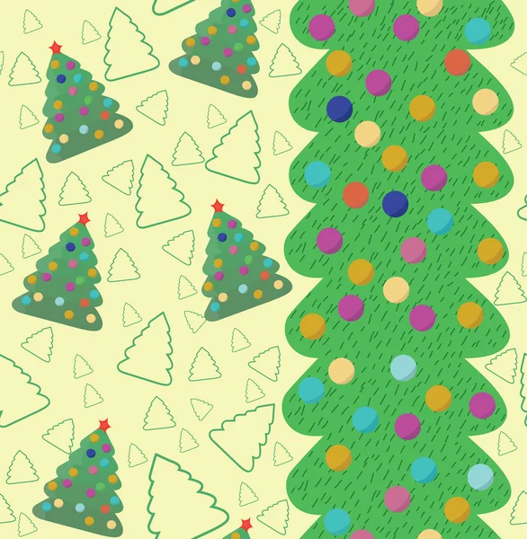 만화 크리스마스 트리와 함께 완벽 한 패턴입니다. 벡터에 — 스톡 벡터